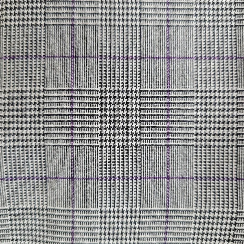 Tahari ASL Blazer Size 10 Gray Black Purple Glen Plaid Flap Pockets 2 Button